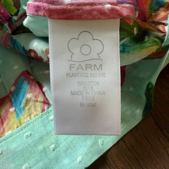 Farm Rio Cropped Blouse Fruit Print Beaded Sleeve Tie Top XS - Picture 7 of 11